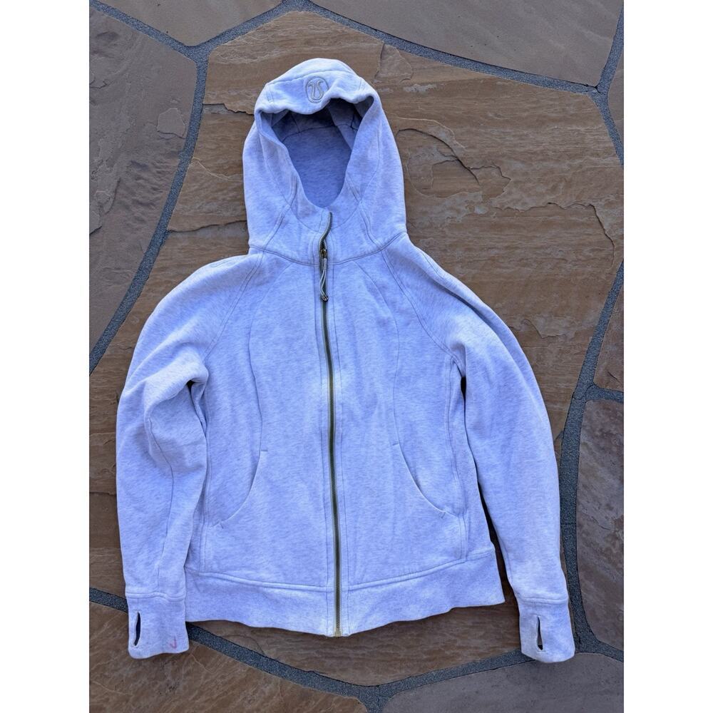 Lululemon Scuba Hoodie Women's Gray Full Zip Long Sleeve Fleece W4AWNS Sz 10 CL
